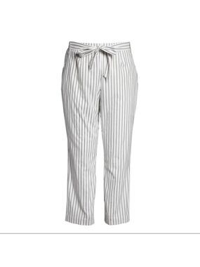 NWT 1. State White Pinstripe Tie-Waist Cropped Pants Size 24W